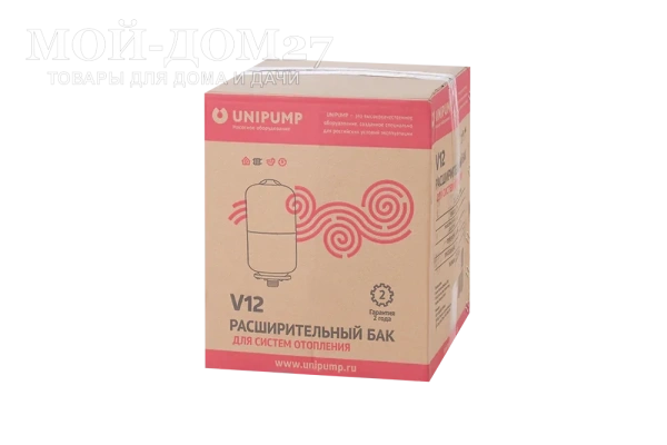 Расширительный бак мембранного типа 12 л. | Мой-Дом27 | Назначение: для систем отопления дома и квартиры <br>
 Объем, л: 12<br>
 Максимальное рабочее давление, бар: 6 <br>
 Максимальная рабочая температура, С: 100 <br>
 Диаметр подключения, дюйм: 1<br>
